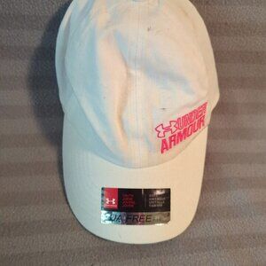 Under Armour Hat Cap Snap Back Boys White Pink Logo Outdoors Kids Youth Baseball